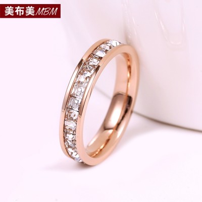 Korejská verze pozlaceného 18K růžového zlata plného diamantového prstenu prstenu prstenu ocasního kroužku Korejské barvy zlatého svatebního prstu dárkového daru