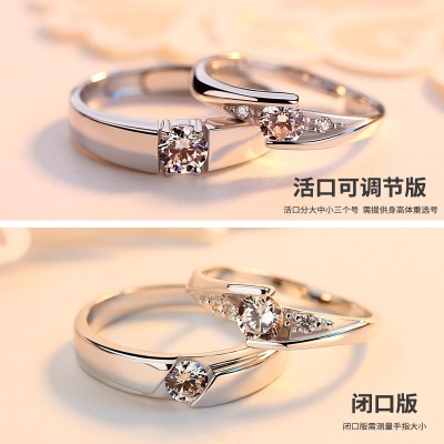 Simulace kroužku diamantového kroužku dvojice živých úst 925 stříbrných mužů a žen se oženil prsten prsten prsten svatební prsten