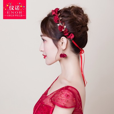 Nevěsta červená čelenka Korejský jednoduchý vlasy kapely vlasy ozdoby svatební šaty doplňky svatební šaty vlasy kapely obruč svatební šperky