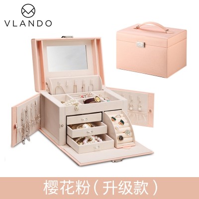 Šperkovnice křišťálová Princezna v evropském stylu korejský klenot skladovací krabice Dřevěný zámek dvouvrstvý kosmetický případ svatební dary