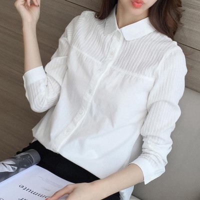 Jarní nové bílé košile dámské dlouhý rukáv volné korejské verze divokých studentů korejský Han Fan s krátkým rukávem letní košili palec