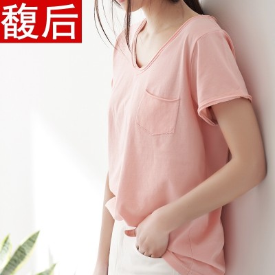 Velké bavlněné krátké rukávy tričko ženy letní léto soucitné korejské studenty volné volné polokošile tričko košile