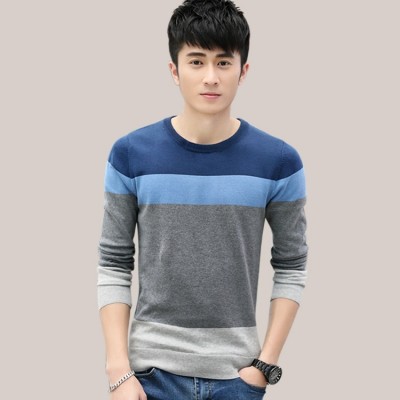 Pánský svetr Kórejský kulatý krk kolem bavlny s dlouhým rukávem svetr podzimní tenká část sady spodního svetr svetr mužů trend