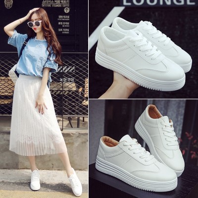 Letní malé bílé boty prodyšné studentské boty Kórejská verze bílé plátno boty silné podlahové boty ploché neformální boty