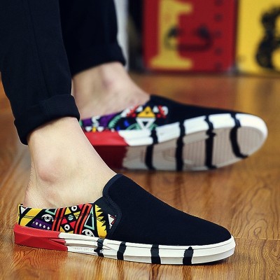 Letní pánské polo-pantofle Baotou pánské boty pro volný čas pánské chladný písek Korejská verze trendy líný pedál sandály osobnost pantofle