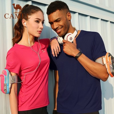 Venkovní tričko s krátkým rukávem pro muže a ženy letní pot prodyšný kulatý výstřih fitness fitness rychlé oblečení