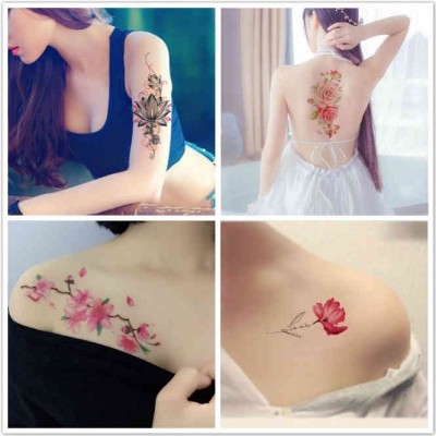Tattoo samolepky nepromokavé dlouhotrvající žena obrázek květina růžová studio foto obal značka tetování samolepky 10 listů