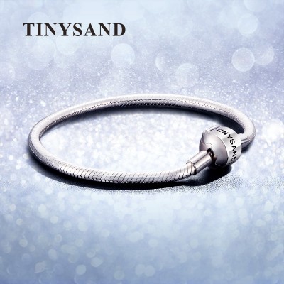 TINYSAND 925 sølvbasert Ladies Silver Armband jadoku chain armbånd og pan DIY perler kollokasjon