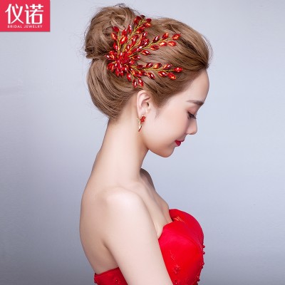 Bruden hodeplagg rød brudekjole hårklipp kant bryllup smykker kostyme smykker tilbehør