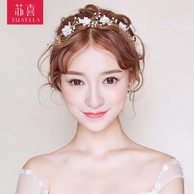 Koreansk brud hodeplagg hodebånd håndlaget retro hårbånd brudekjole bryllupsmykker hår tilbehør
