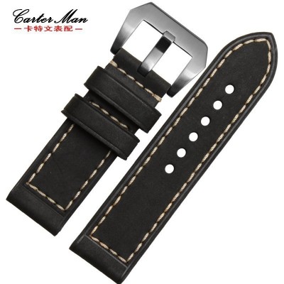Leather Watchband chain mannlig hånd grov type alternativ sterculia Luminox 24mm