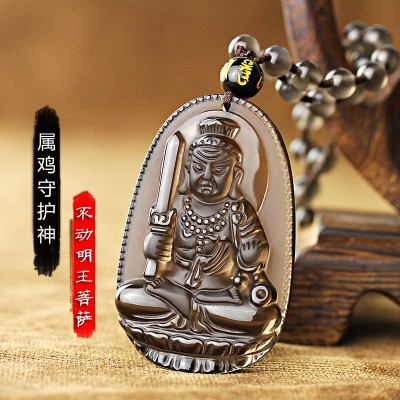 Medaljong is slags obsidian dyrekrets liv dette Buddha anhenget og kong Ming hane guanyin bodhisattva halskjede