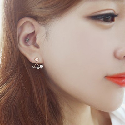 Lilla øreringer Joan kvinnelig sørkoreansk mote zirkonstjerner joker øreringer øreringer S925 rent sølvnål kvinnelig temperament