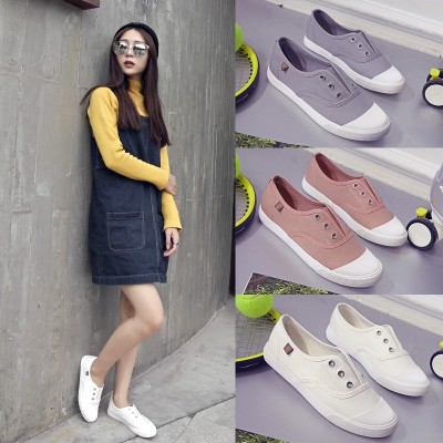 Hvite lerret sko sko sommer all-match koreanske kvinnelige student pedal sko med flate loafer sko og sko