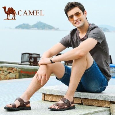 Kamel / kamel sandaler, menns sommer stil nye lær tå strand sko, lær casual menns kule tøfler