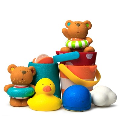 Hape Teddys klassiske badedrakt baby dusj med vannspray and-barn badeleker