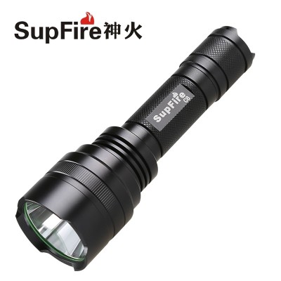 SupFire C8 LED oppladbar lommelykt Shenhuo lang rekkevidde super lys T6 husholdning mini utendørs selvforsvar
