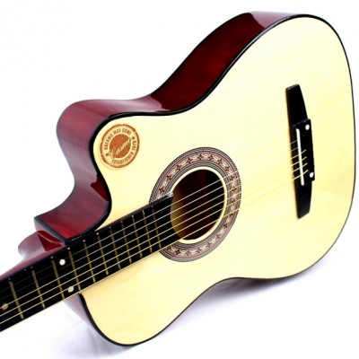 Kasmo, 38 tommers gitar, folkegitar, tregitar, nybegynnergrunn, øvelsesgitar, student, mannlig og kvinnelig instrument