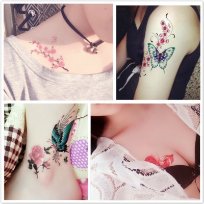 Tatoveringsmerke, vanntett, slitesterk, realistisk tatoveringsmerke, bryst arr, blomstersett
