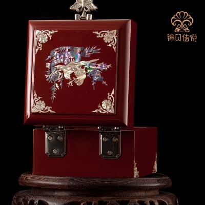 Tian lakk smykker boks skall liten retro massivt tre Princess Bryllup gaveeske bestie