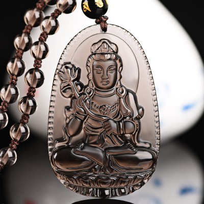 Et Obsidian-anheng av naturlig is er beskytter av Amitabha Buddha-livets amulett for menn og kvinner