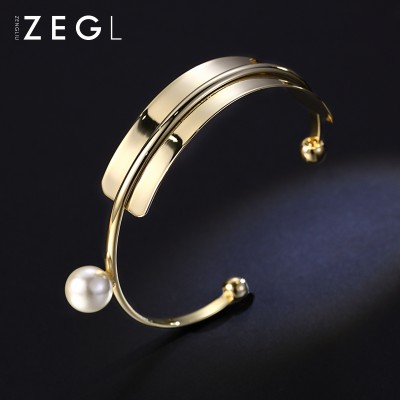 ZENGLIU koreanske imitasjon perle armbånd åpninger kvinnelige belagt 18K gyldne armbånd personlighet trendsetter smykker elskere