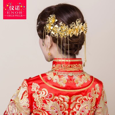 Kinesisk brud kostyme hodeplagg klær hårpynt dress bryllup smykker wo kjole bryllup smykker tilbehør phoenix coronet