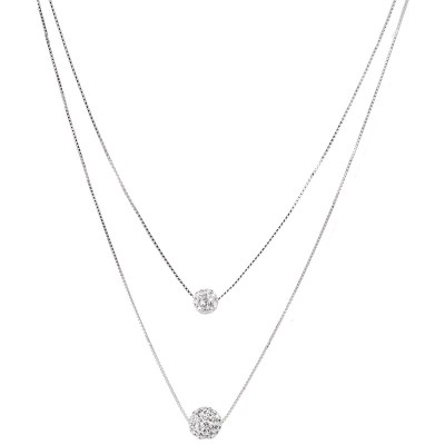Xuan Zi ornamenter dobbeltdekk halskjede, kvinnelig 925 ren sølv diamant, stor ball, enkelt temperament, krageben kjede