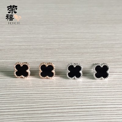 RongXi 925 sølvkløverøreringer 18 k roségullbelagte øreringer ørelinje temperament øredråpe, japansk, koreansk, fortjener å spille rollen som øreringer