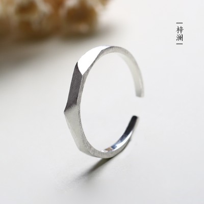 S925 sølv renhetsåpninger manuell tegning ringer for menn og kvinner, Japan og frostet par ring hale ring gave til buddhistisk kloster disiplin