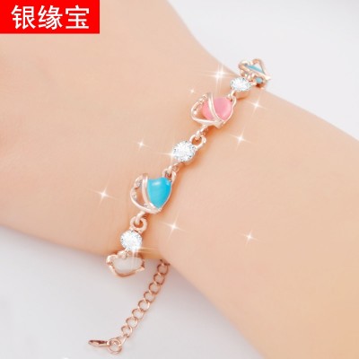 All-match opal perle armbånd rosa gull krystall armbånd koreansk multi karakter kvinnelige smykker tilbehør armbånd