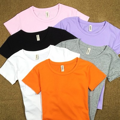  ny koreansk sommerhvit kortermet skjorte fargeskjorter i alle farger T-skjorte slank kvinnelig halv ermet T-skjorte
