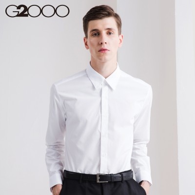 G2000 skjorter, menns lange ermer, rynkefrie casual menns casual dresser, klær, slanke, hvite skjorter