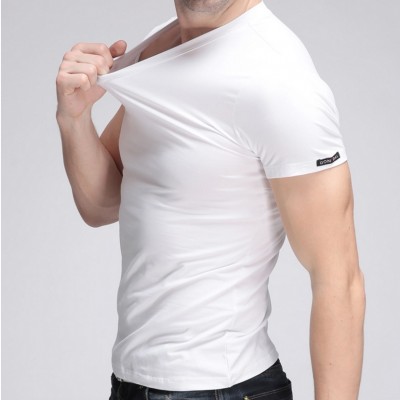 Kortermet T-skjorte slank ung mannlig modal sommer weskit ren sportsskjorte undertøy t-skjorter